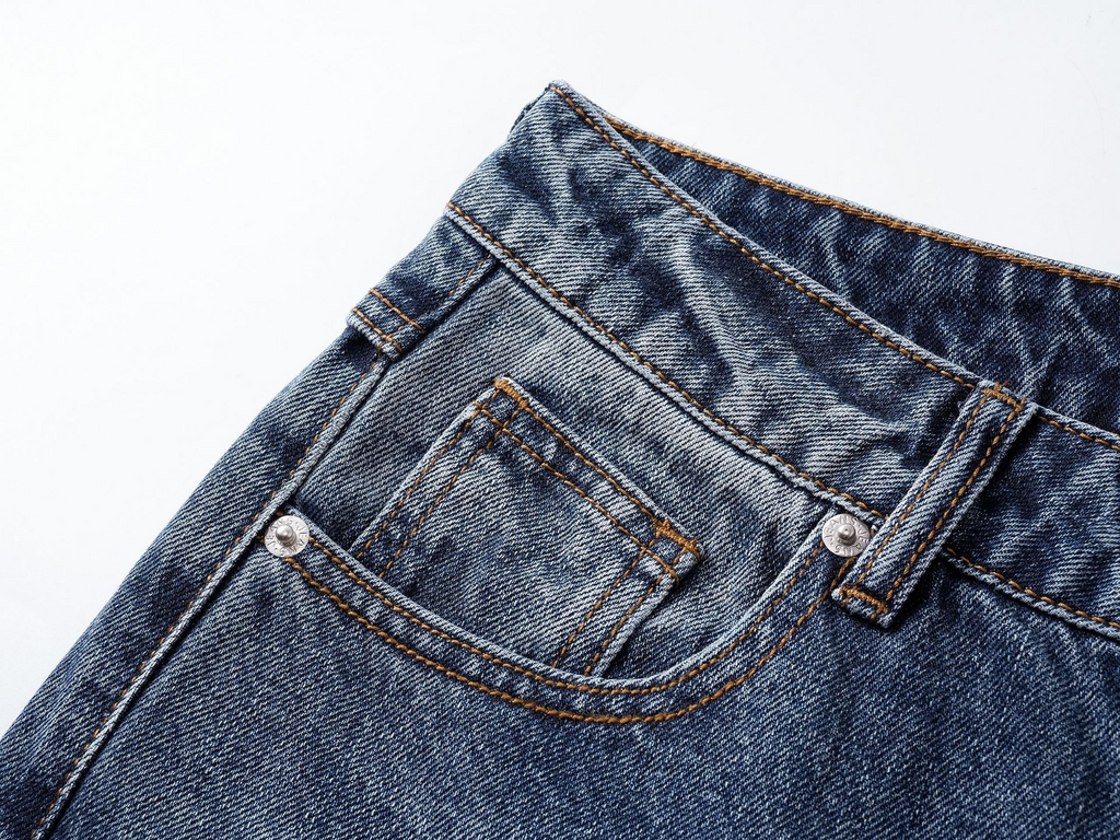 ダメージ加工ストレートデニムパンツ