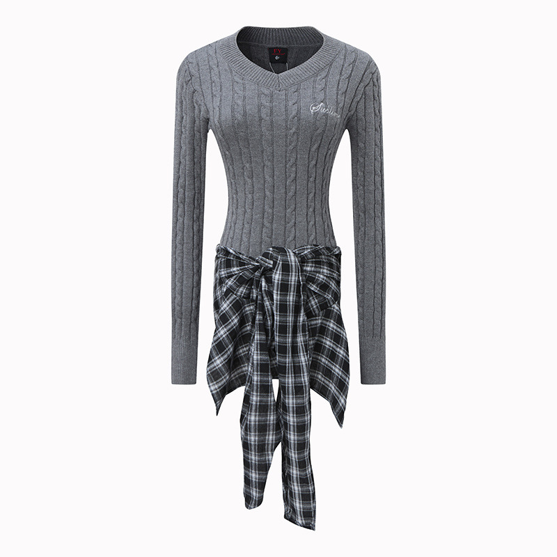 シャツドッキングリブニットプルオーバー
