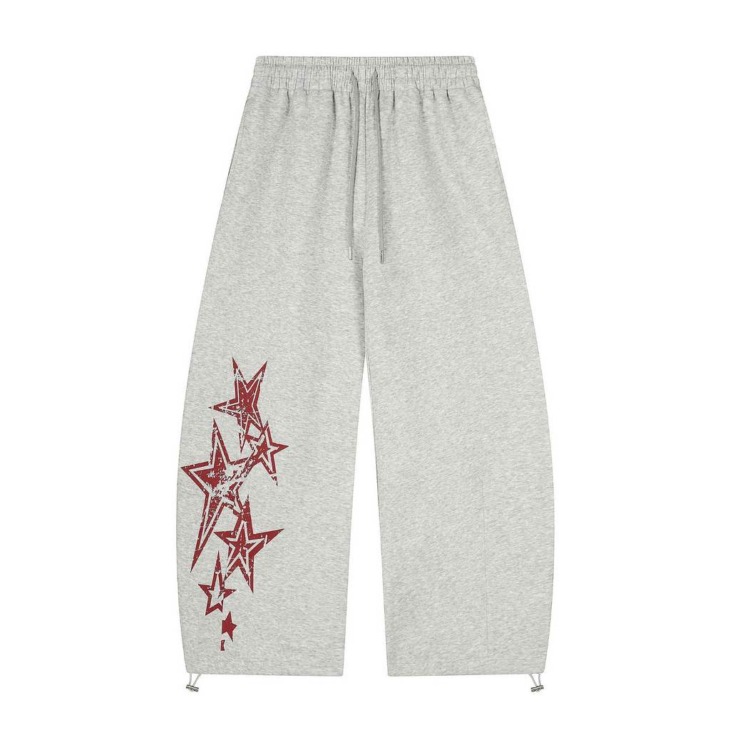 スタープリントウエストゴムワイドスウェットパンツ