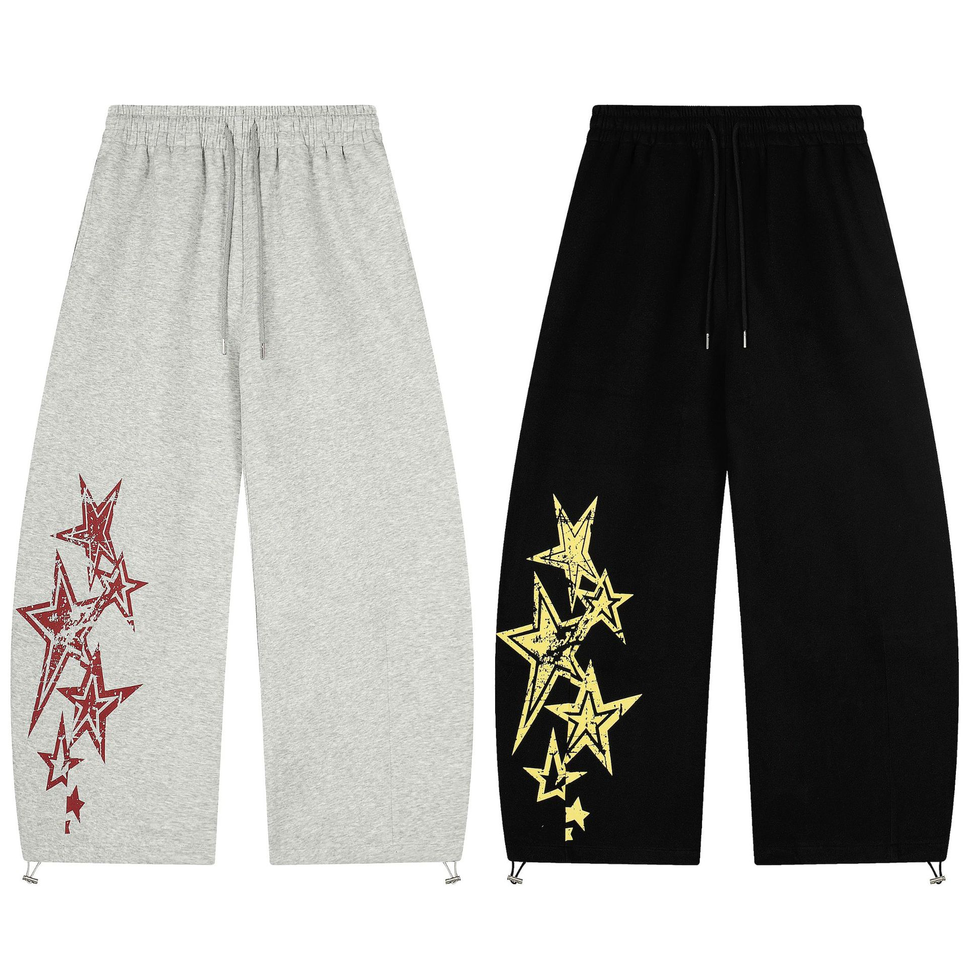 スタープリントウエストゴムワイドスウェットパンツ